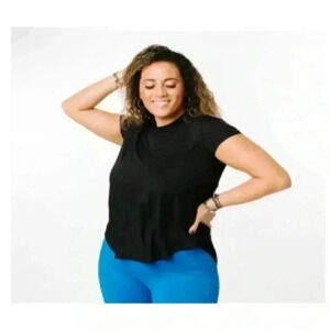 Zyia Women's Small Black Panel Split Back Mesh Tee